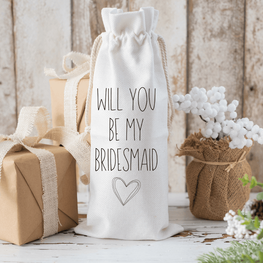 Will You Be My Bridesmaid? Sublimated Wine Gift Bag - Handmade and Sentimental"