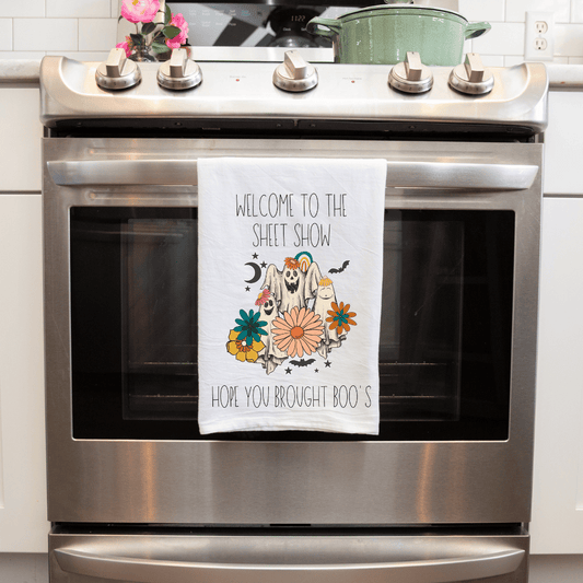 Welcome to The Sheet Show: Handmade Sublimated Kitchen Towel - Hope You Brought Boo's! Entertain in Style