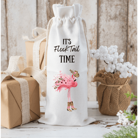 Unique Flamingo Handmade Canvas Wine Gift Bag – Perfect For Any Occasion