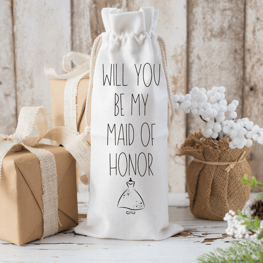 Will You Be My Maid of Honor? Sublimated Wine Gift Bag - Handmade and Sentimental"