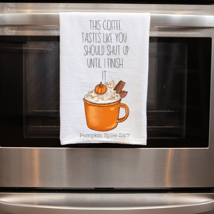 Unique and Humorous Handmade Sublimated Coffee Saying Kitchen Towel
