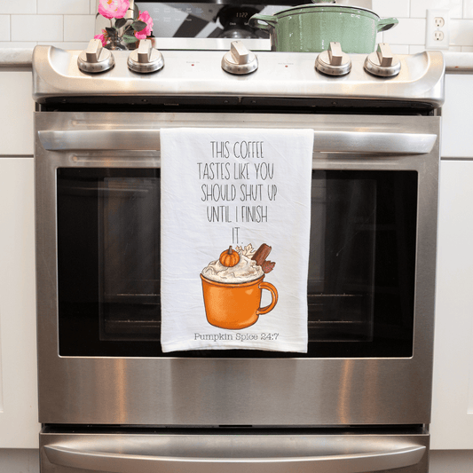 Unique and Humorous Handmade Sublimated Coffee Saying Kitchen Towel