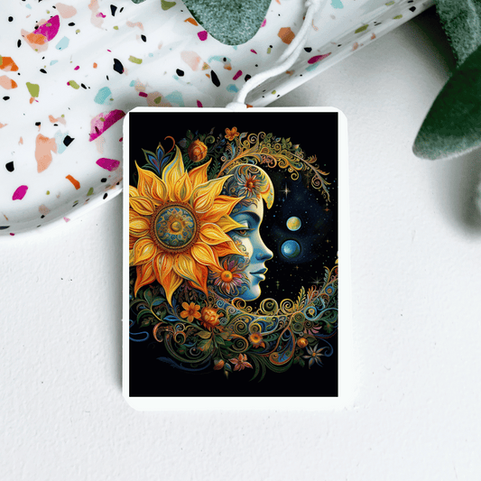 Sun Moon Celestial Sunflower Handmade Sublimated Air Freshener – Choose Your Own Scent!