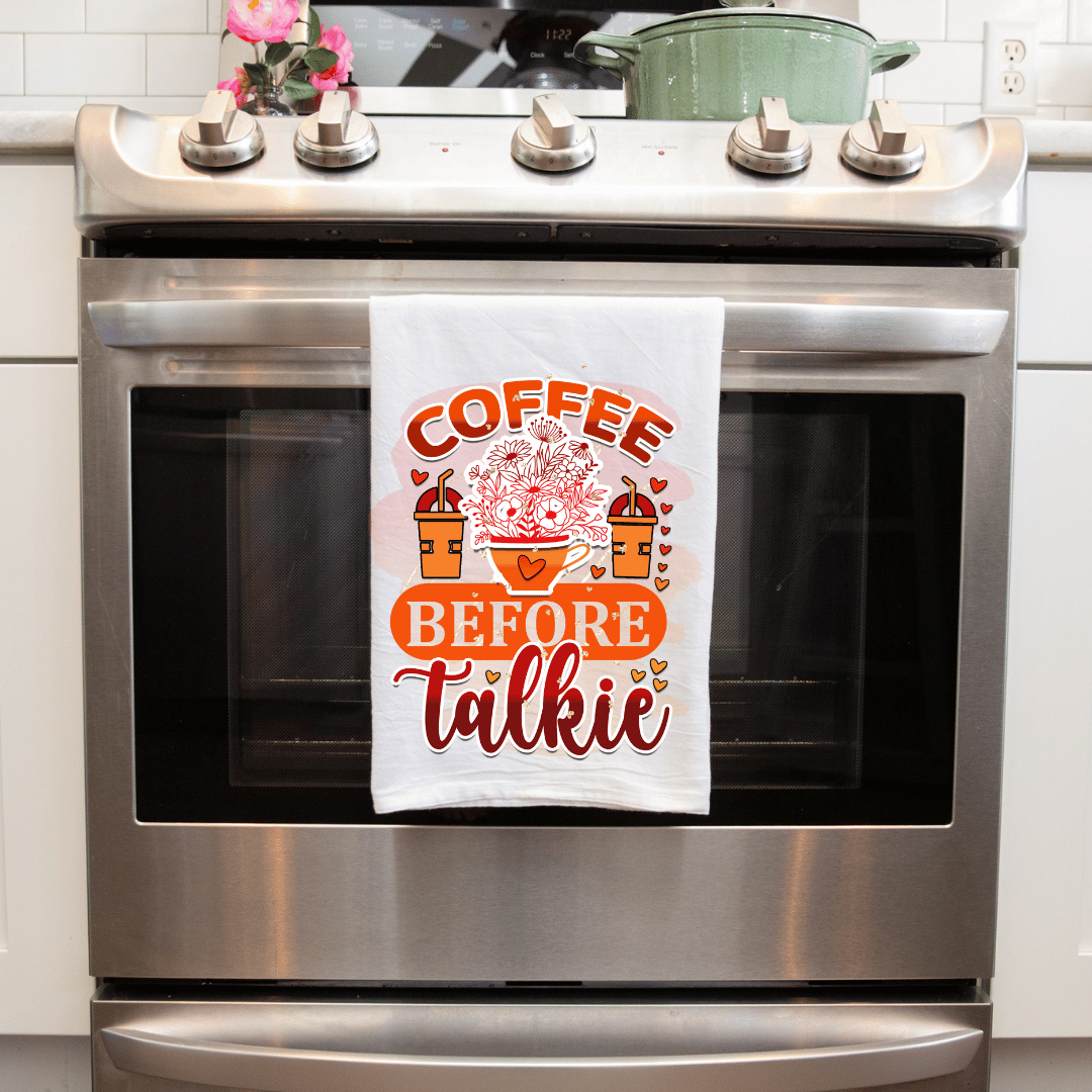 "Coffee Before Talkie" Handmade Sublimated Decorative Kitchen Towe