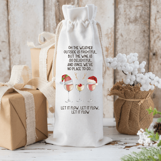 "Let It Flow" Christmas Handmade Sublimated Wine Gift Bag