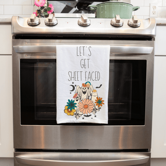 "Let's Get Sheet Faced" Funny Handmade Sublimated Kitchen Decorative Towel