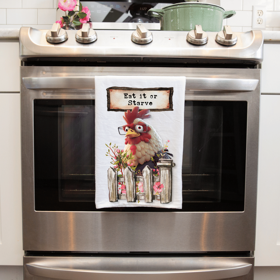 Set of 4 Funny Farmhouse Chicken Handmade Decorative Towels