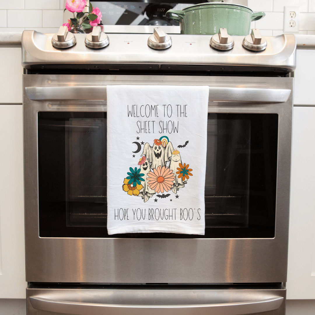 Welcome to The Sheet Show: Handmade Sublimated Kitchen Towel - Hope You Brought Boo's! Entertain in Style